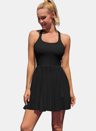 Women's Pleated Tennis & Golf Dress – Black